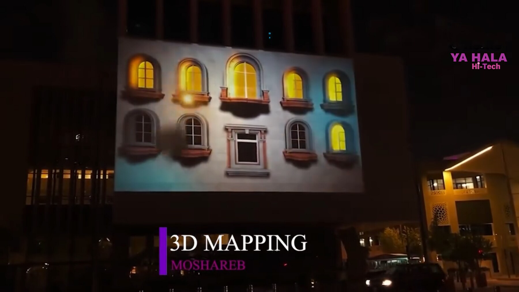3D mapping projection on a building facade — Moshareb