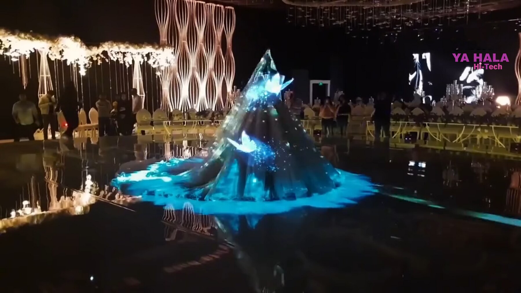 Holographic gown performance at a live event
