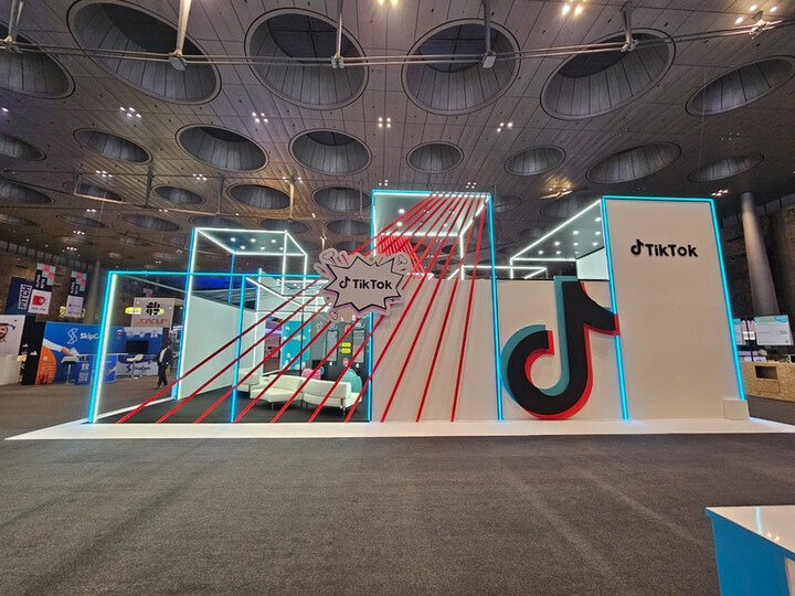 TikTok neon branded booth
